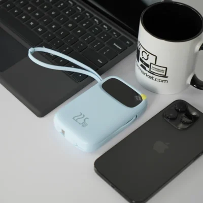 پاوربانک بیسوس 10000mAh مدل QPow2 Dual Cable رنگ آبی