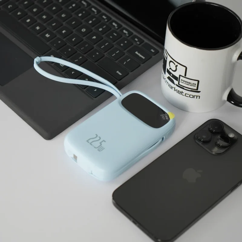 پاوربانک بیسوس 10000mAh مدل QPow2 Dual Cable رنگ آبی