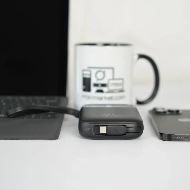پاوربانک بیسوس 10000mAh مدل QPow2 Dual Cable رنگ مشکی نمای کابل