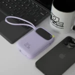 پاوربانک بیسوس 10000mAh مدل QPow2 Dual Cable رنگ بنفش