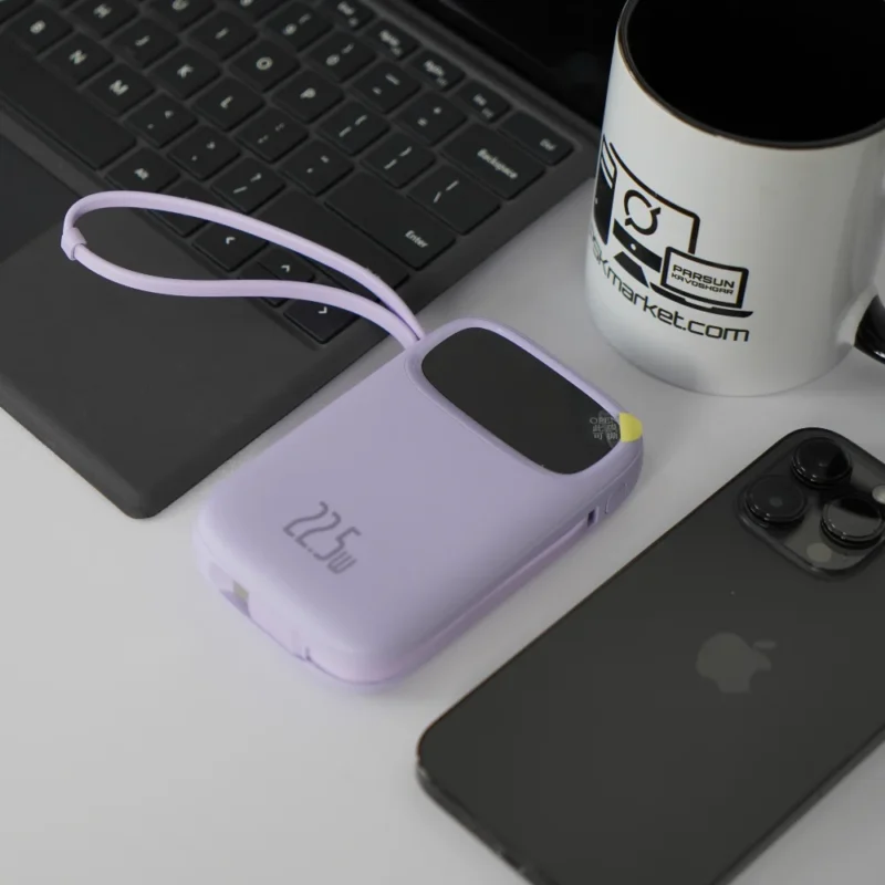 پاوربانک بیسوس 10000mAh مدل QPow2 Dual Cable رنگ بنفش
